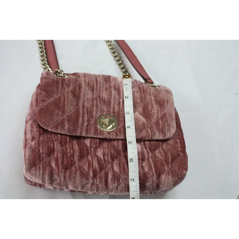 Kate Spade New York Natalia Pink Velvet Quilted Chain Shoulder Bag Coquette